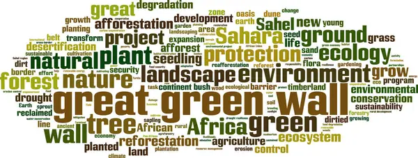 Stock vector Great green wall word cloud concept. Collage made of words about great green wall. Vector illustration 