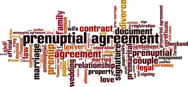 stock vector Prenuptial agreement word cloud concept. Collage made of words about prenuptial agreement. Vector illustration