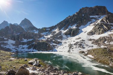 Hike in Wind River Range in Wyoming, USA. Summer season.