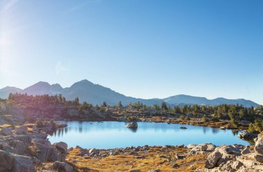 Hike in Wind River Range in Wyoming, USA. Summer season.