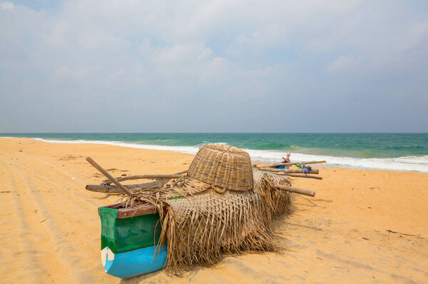 Fishing boat on the beach in Sri Lanka