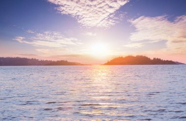 Sunset scene on the lake at sunset summer nature landscapes
