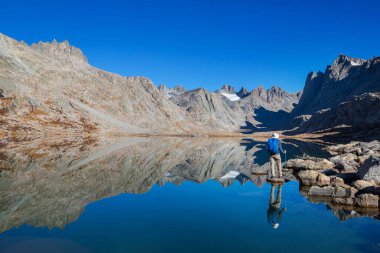 Hike in Wind River Range in Wyoming, USA. Summer season.