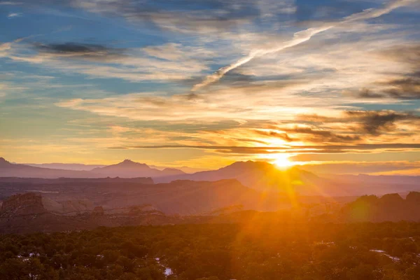 Прекрасні Пейзажі Американської Пустелі Сша Сцена Сходу Сонця — стокове фото
