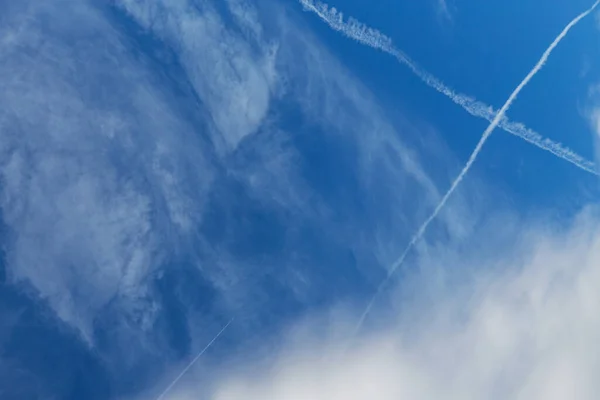 stock image Sunny background, blue sky with white clouds, natural background.