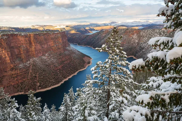 stock image Beautiful landscapes in  Flaming Gorge recreation area in winter season, USA