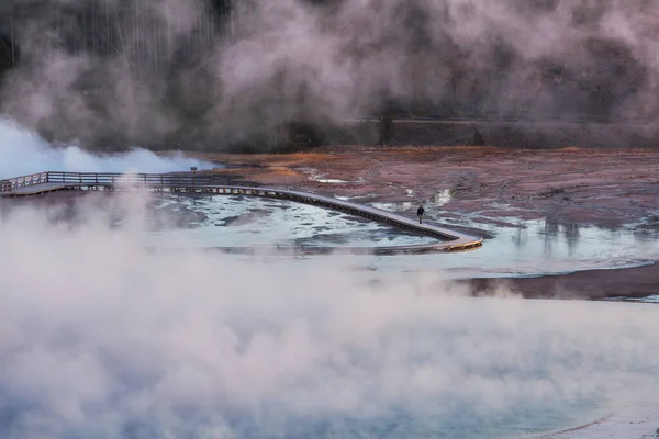 Menginspirasi Latar Belakang Alam Pools Geyser Fields Yellowstone National Park — Stok Foto