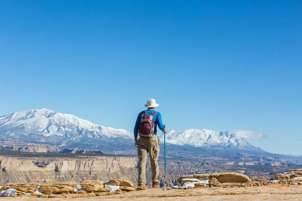 Wanderung Den Bergen Von Utah Wandern Ungewöhnlichen Naturlandschaften Fantastische Formen — Stockfoto