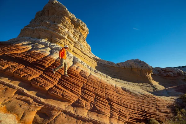 Caminata Las Montañas Utah Senderismo Paisajes Naturales Inusuales Formas Fantásticas —  Fotos de Stock