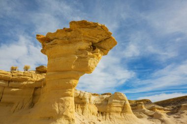 Bisti çorak arazilerindeki alışılmadık çöl manzaraları, De-na-zin vahşi doğa alanı, New Mexico, ABD