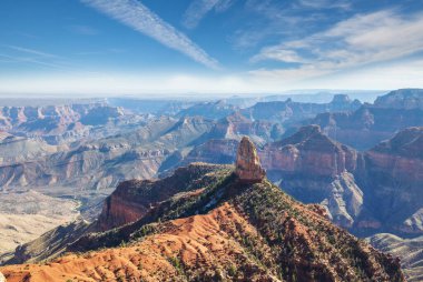 Büyük Kanyon 'un resimli manzaraları, Arizona, ABD. Güzel doğal arka plan. Gün doğumu görünümü.