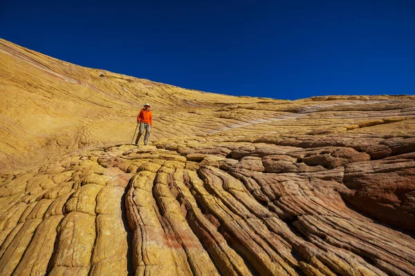 Caminhada Nas Montanhas Utah Caminhadas Paisagens Naturais Incomuns Formas Fantásticas — Fotografia de Stock