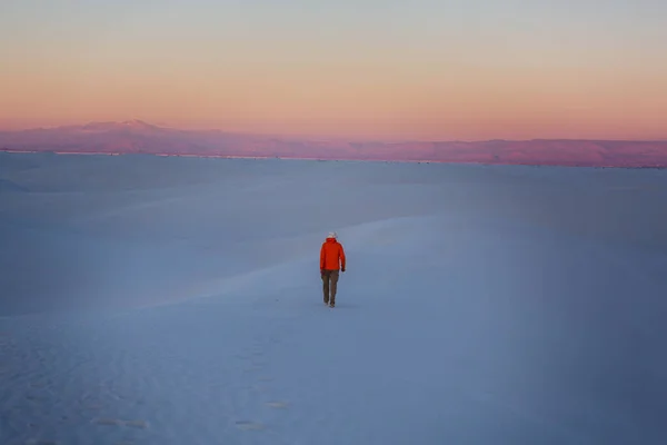 Escursionista White Sands Dunes New Mexico Stati Uniti — Foto Stock