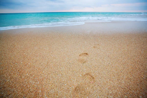 Footprints Sandy Beach — Stock Photo, Image