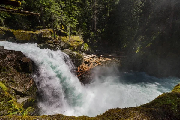 Wasserfall Schönen Grünen Wald — Stockfoto