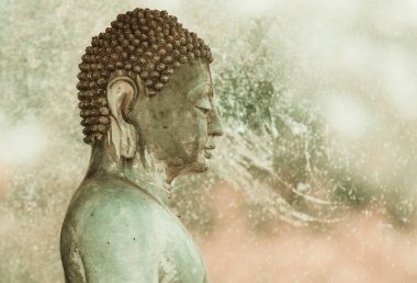 Buda heykeli tapınakta, Myanmar.