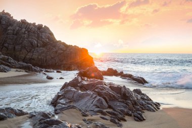 Ocean cliffs at the sunset in Baja California, Mexico