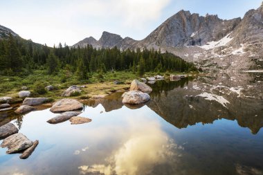 Hike in Wind River Range in Wyoming, USA. Summer season.