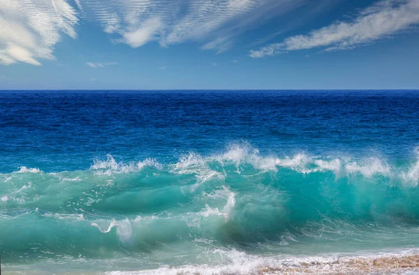 stock image Blue wave on the beach. Dramatic natural background.