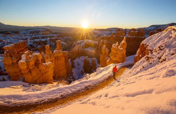 Hike Bryce Canyon National Park Winter Season Utah Usa — Stock Photo, Image