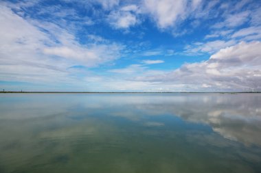 Beautiful serene lake in sunny day
