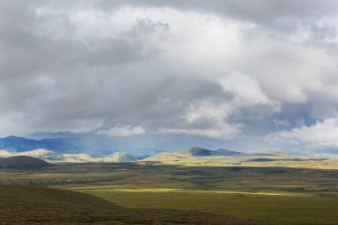 Kutup dairesinin üstündeki Tundra manzaraları