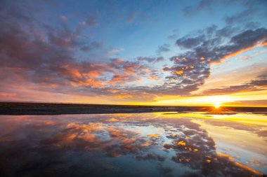 Sunset scene on the lake at sunset summer nature landscapes