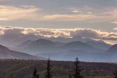 Beautiful high mountains in Alaska, United States. Amazing natural background.