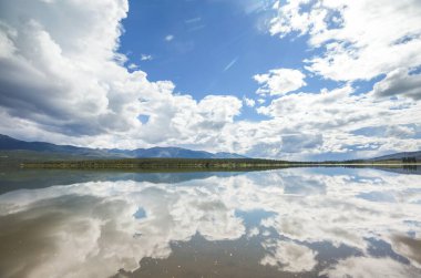Kanada'da dağ gölü sakin sahne