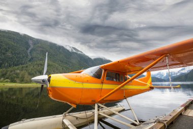 Kanada 'da, dağlarda yüzen uçak