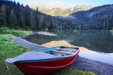 Güzel bir gölde kayık.