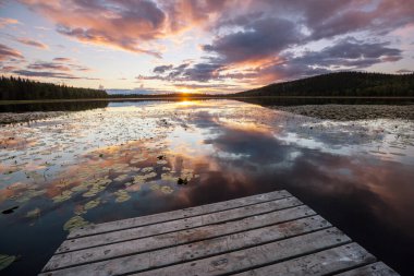 Sunset scene on the lake at sunset summer nature landscapes