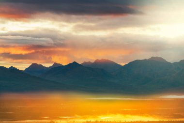Beautiful high mountains in Alaska, United States. Amazing natural background.