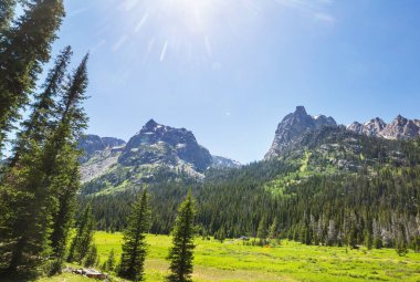 Hike in Wind River Range in Wyoming, USA. Summer season.