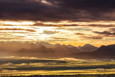 Beautiful high mountains in Alaska, United States. Amazing natural background.