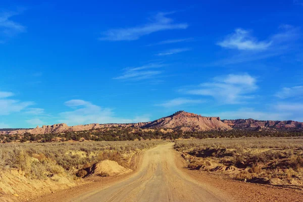 Strada Nel Paese Della Prateria Deserto Sfondo Naturale Viaggio — Foto Stock