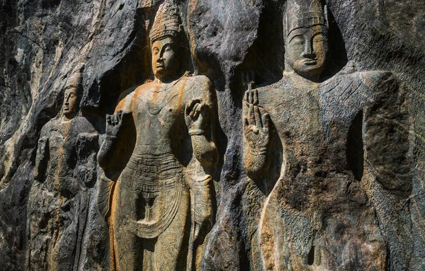 Carved Buddhist Sculpture Rock Buduruvagala Unesco World Heritage Site Sri — ストック写真