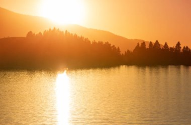 Sunset scene on the lake at sunset summer nature landscapes