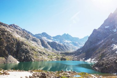 Hike in Wind River Range in Wyoming, USA. Summer season.
