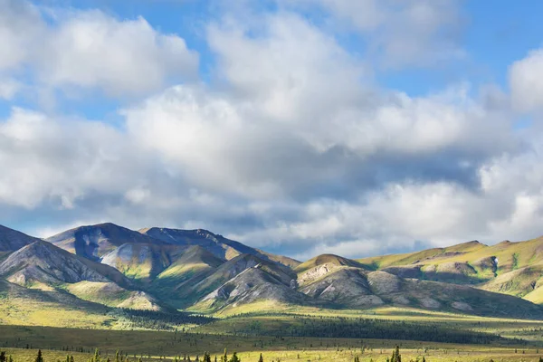 Літом Мальовничі Гори Аляски Сніговий Покрив Масиви Льодовики Скелясті Вершини — стокове фото