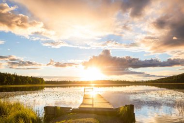 Sunset scene on the lake at sunset summer nature landscapes