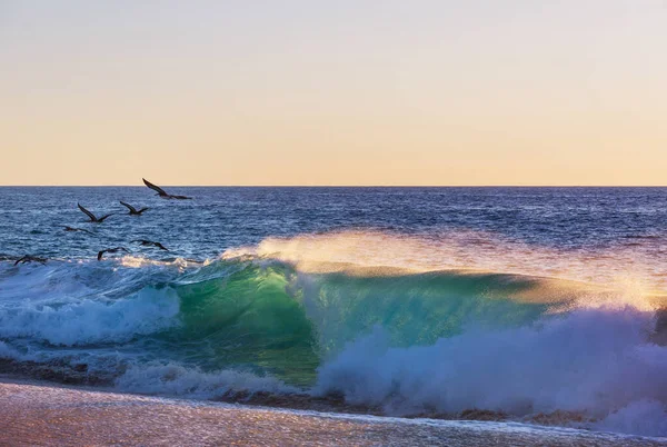 Modrá Vlna Pláži Dramatické Přírodní Pozadí — Stock fotografie
