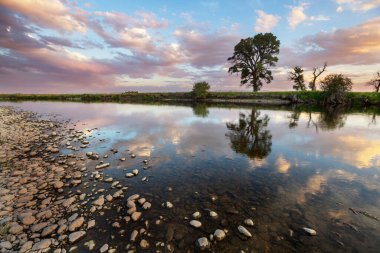Sunset scene on the lake at sunset summer nature landscapes