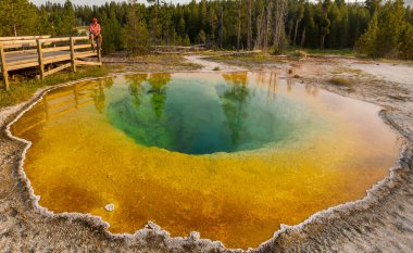 Renkli Sabah Havuzu - Yellowstone Ulusal Parkı 'nda ünlü kaplıca, Wyoming, ABD