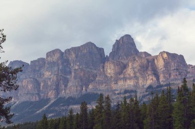 Yaz mevsiminde Kanada Kayalıkları 'nda resim gibi dağ manzarası