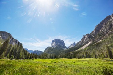 Hike in Wind River Range in Wyoming, USA. Summer season.