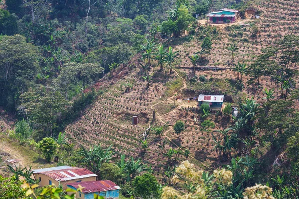 Pequeño Pueblo Entre Las Plantaciones Las Montañas Honduras — Foto de Stock