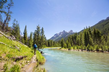 Hike in Wind River Range in Wyoming, USA. Summer season.