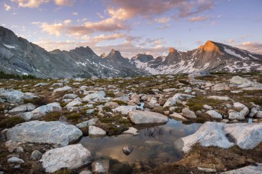 Hike in Wind River Range in Wyoming, USA. Summer season.