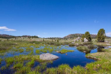 Hike in Wind River Range in Wyoming, USA. Summer season.